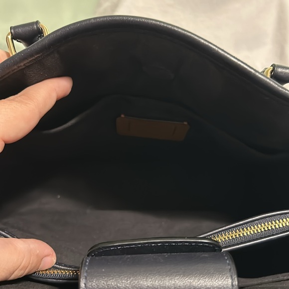 Coach Navy Blue Debossed Patent Carryall Handbag or crossbody - Picture 6 of 8